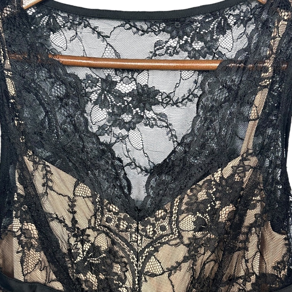 Womens Fairy Grunge Black Lace Babydoll Top Sz 0 Whimsigoth Overlay Romantic - Picture 9 of 10